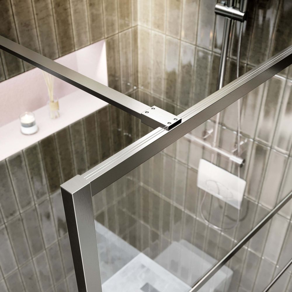 Amien Brushed Nickel Shower Screen Straight Support Bar - 1200mm
