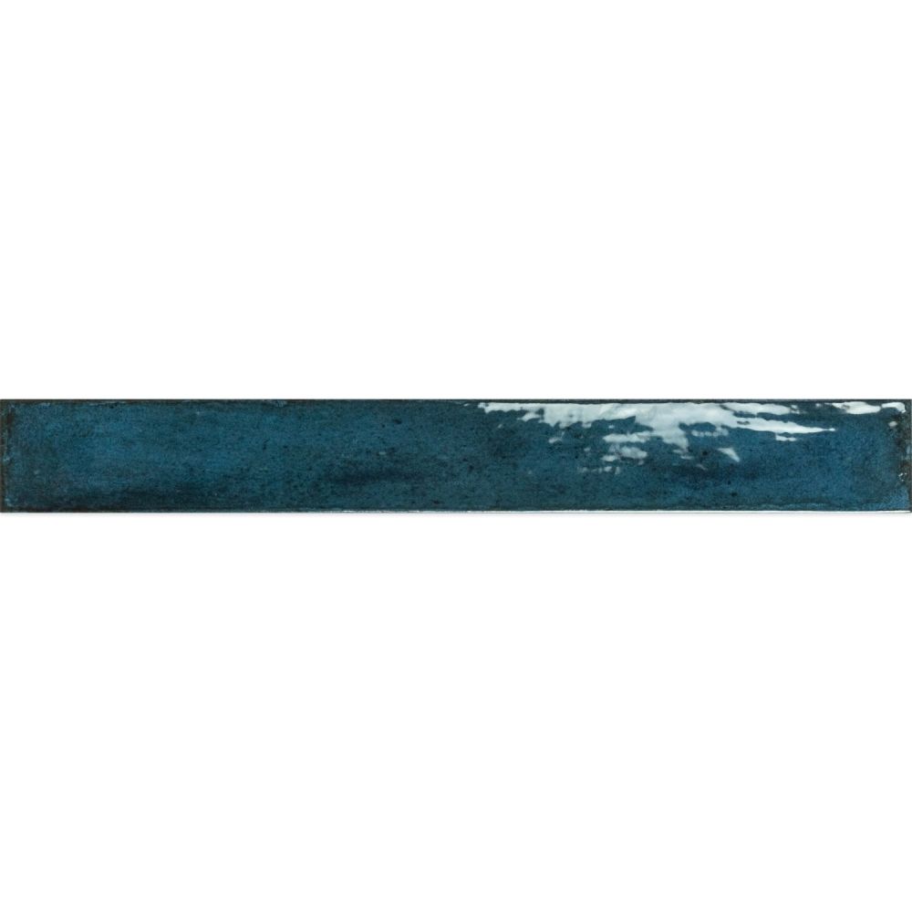 Capri Blue Gloss Ceramic Brick Tile - 400x50mm
