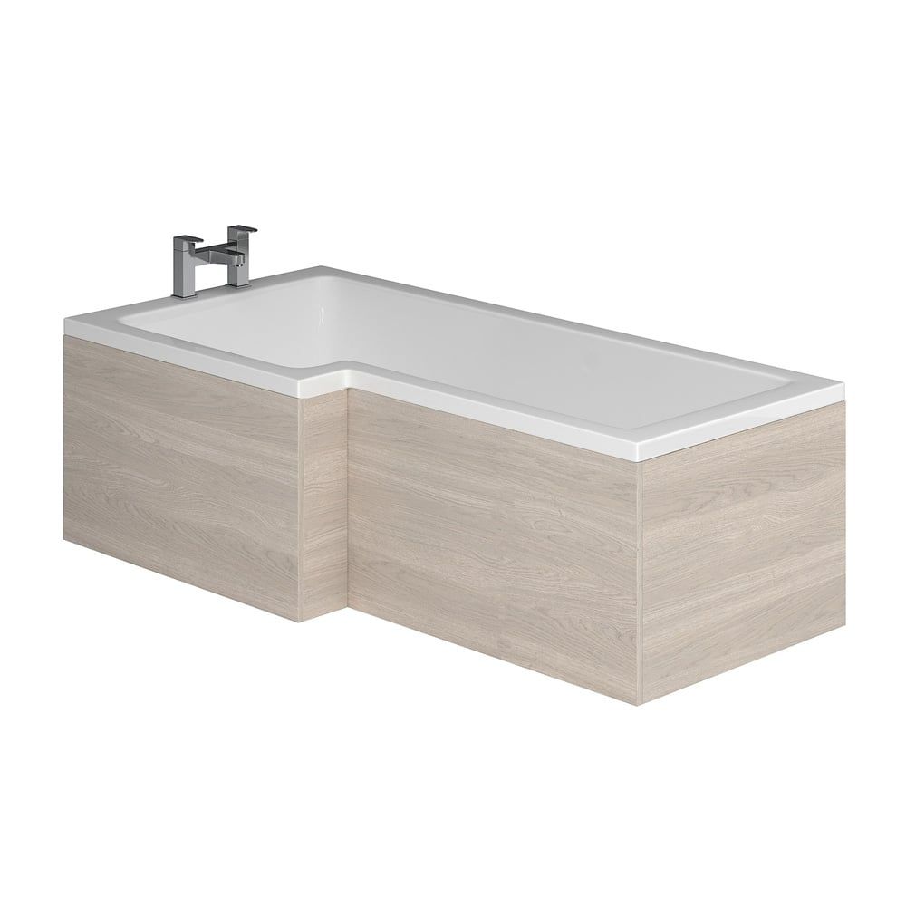Light Elm L-Shaped Front Bath Panel 1700mm