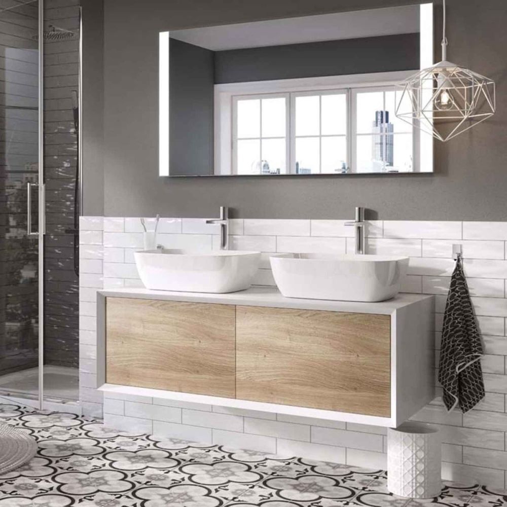 Devlin White & Oak Wall Hung Vanity Unit 1200mm