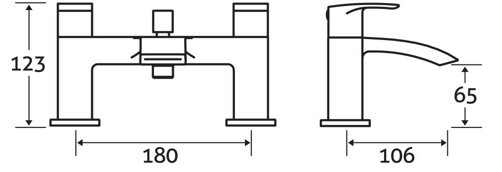 Tear Chrome Bath Shower Mixer Tap - dimensions