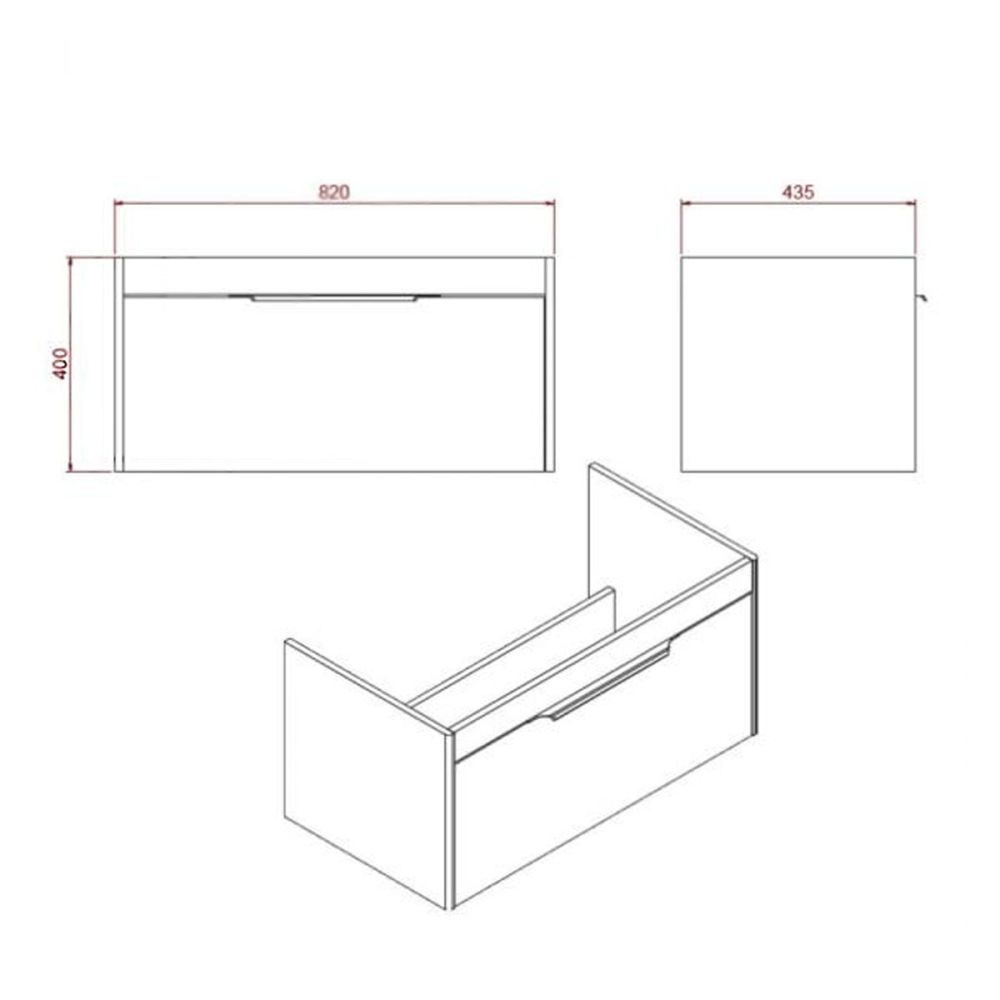 Britton Shoreditch Matt Grey Single Drawer Wall Hung Vanity Unit with Concrete Haze Worktop 850mm