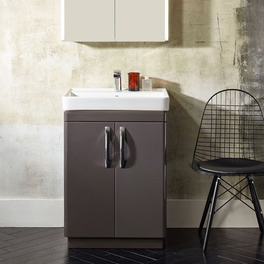 Tavistock Compass Gloss Clay Floor Standing Vanity Unit with Ceramic Basin 600mm