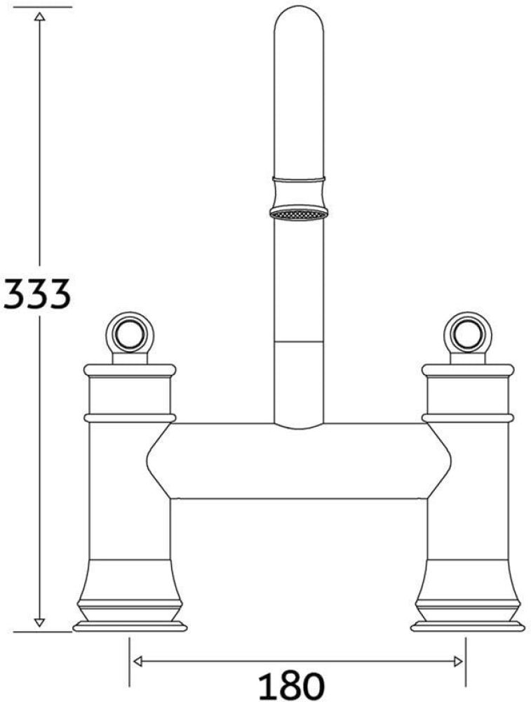 Traditional Bath Filler Tap Dimension Drawing