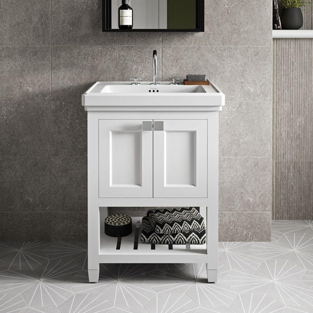 Burlington Riviera Matt White Floor Standing Vanity Unit with Basin 580mm