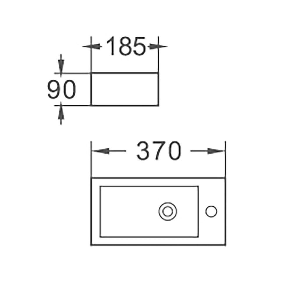 Penton Wall Hung Cloakroom Basin Spec Drawing