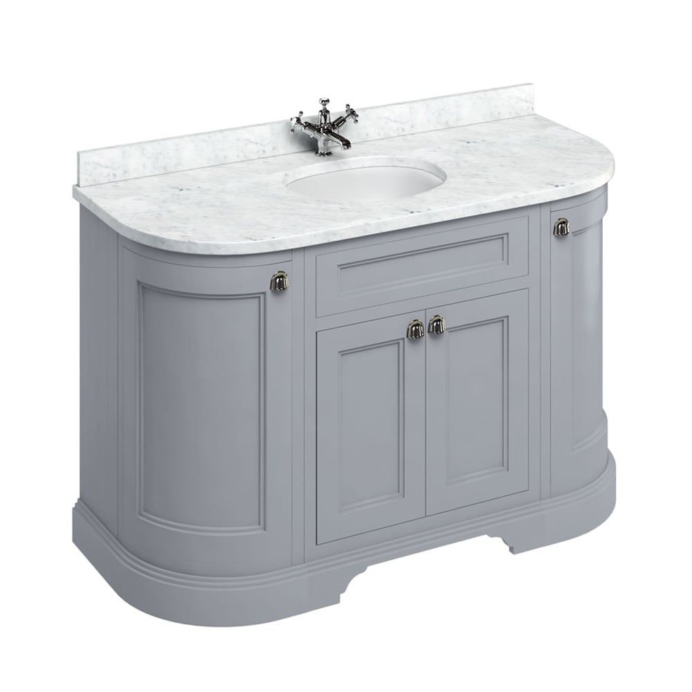 Traditional grey freestanding vanity unit with one integrated basin