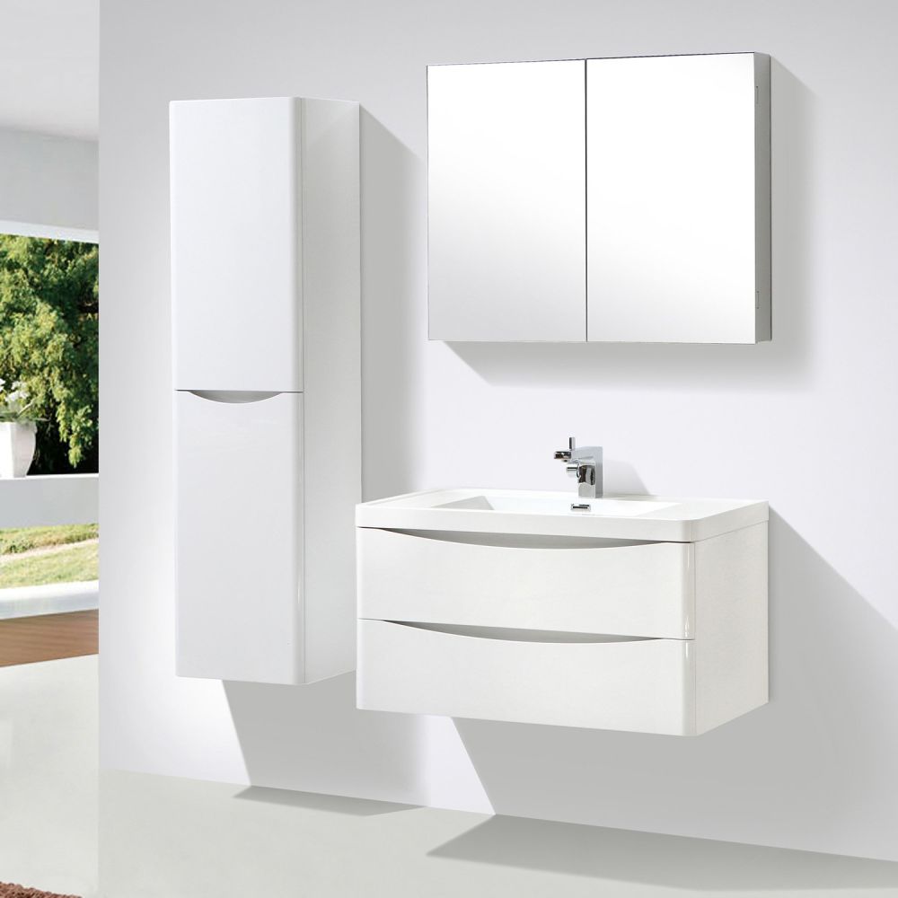 Erin Gloss White Wall Mounted Left Hand Tall Storage Cabinet