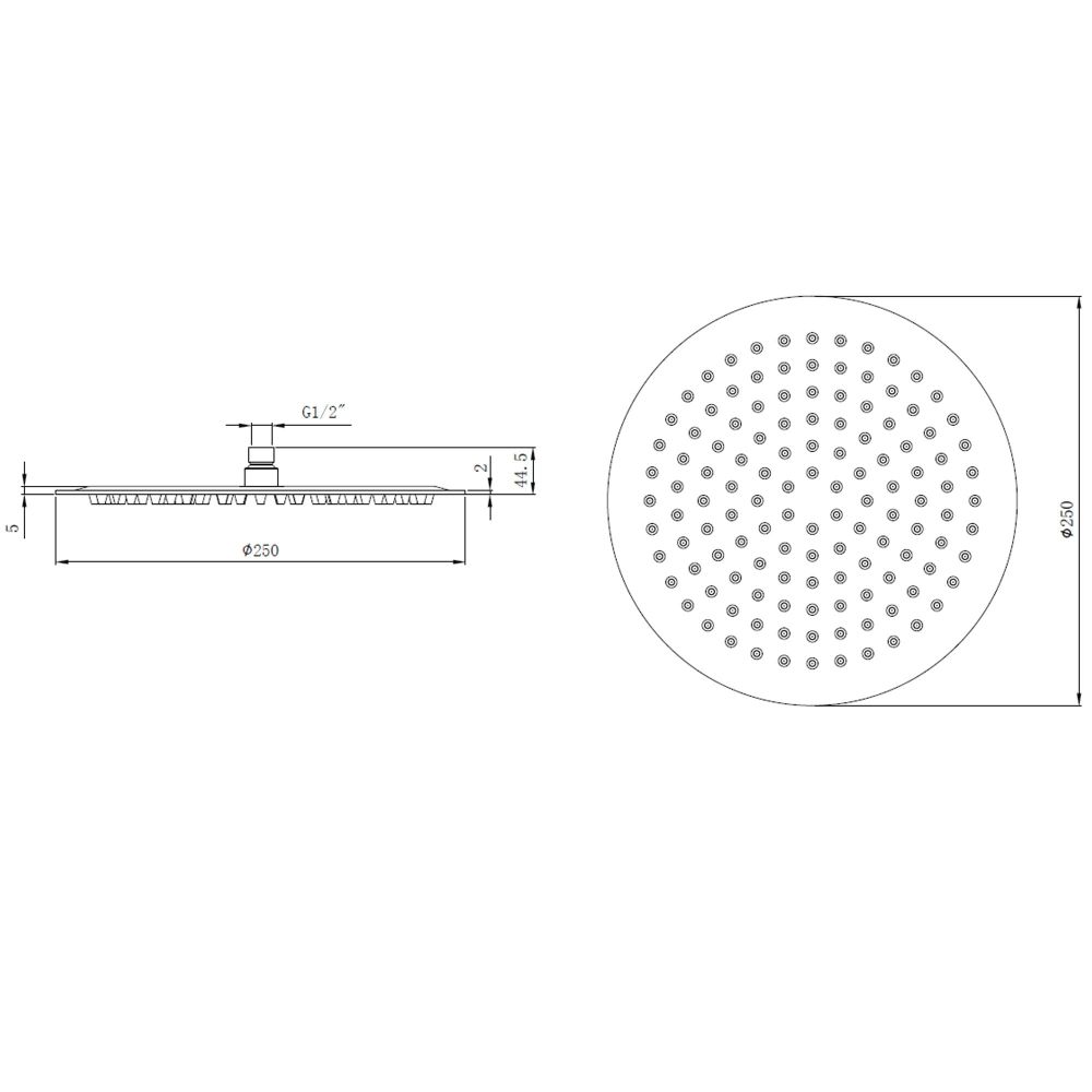 Ultra-Slim Round Shower Head Spec