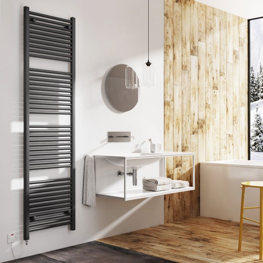 Neptune Anthracite Electric Heated Towel Rail 1800x500mm