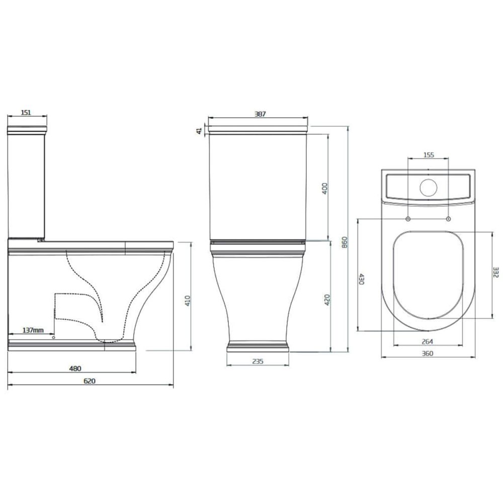 Tavistock Lansdown Short Projection Enclosed Close Coupled WC Pan with Seat