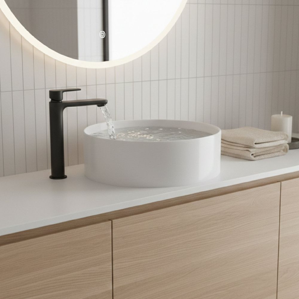 Affi White Round Countertop Basin