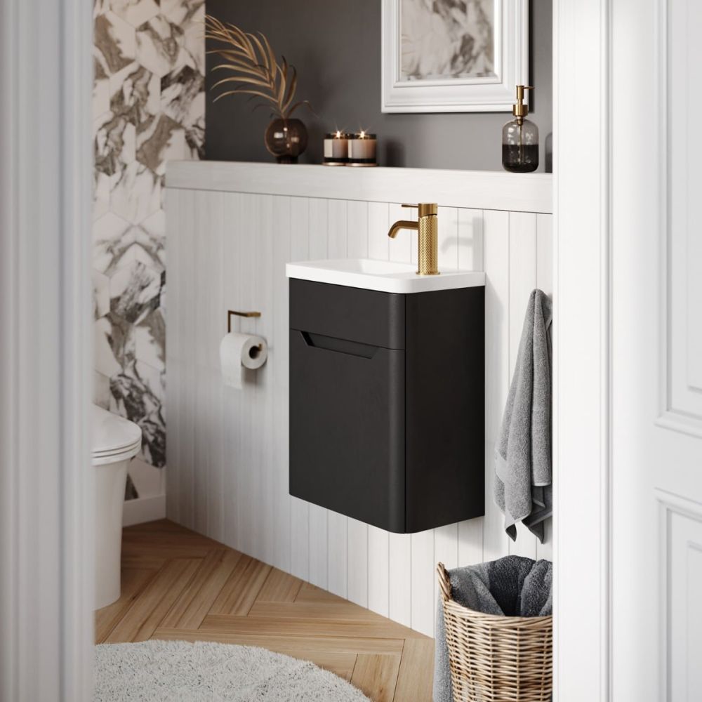 Ellis Black Wall Hung Cloakroom Vanity Unit 450mm