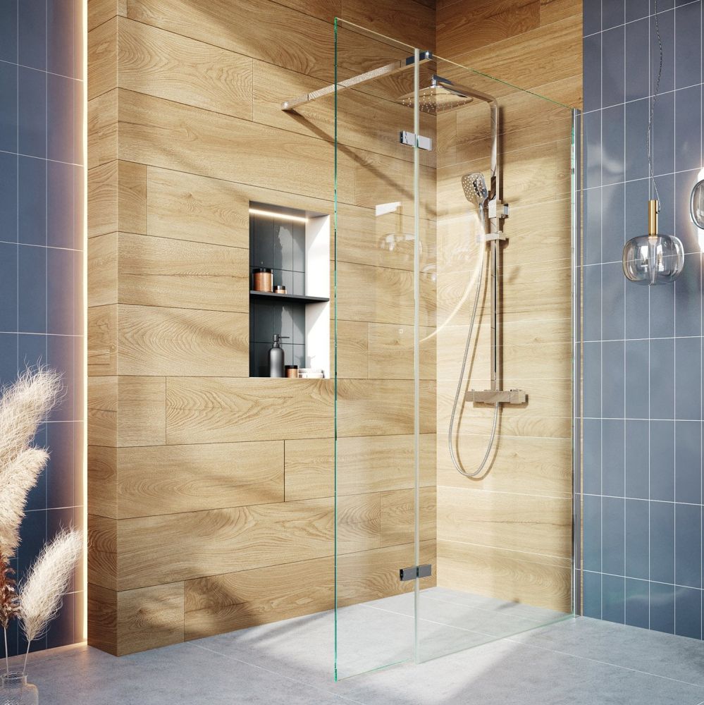 Royle Chrome Wetroom Shower Screen with Hinged Panel
