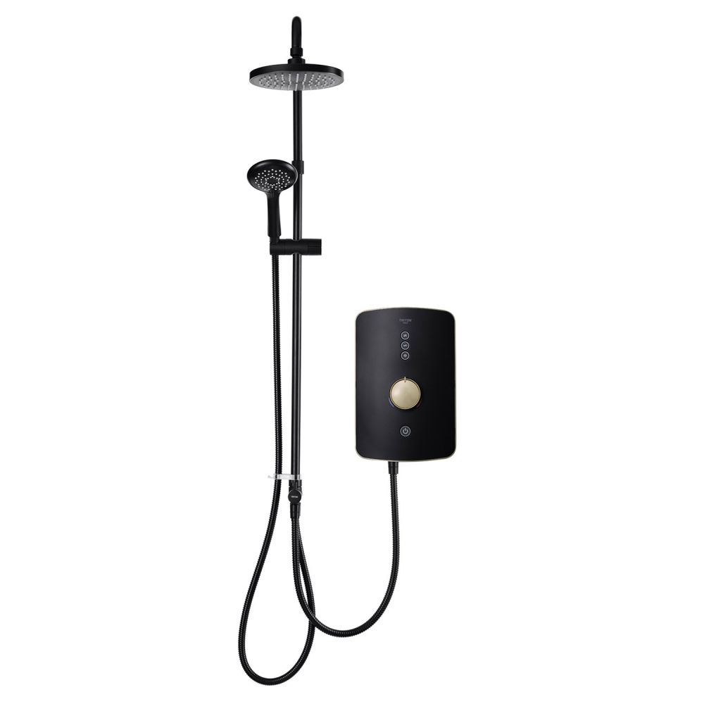 Triton Amala DuElec Matt Black Electric Shower, 9.5kw - Brushed Brass