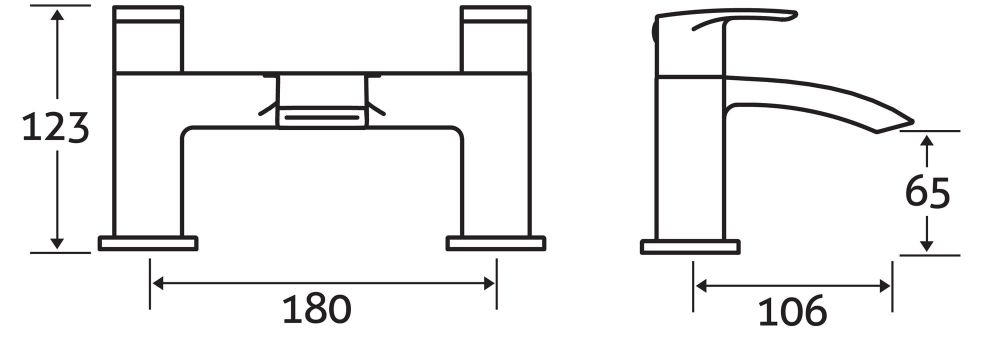 Tear Chrome Bath Filler Tap - Dimensions