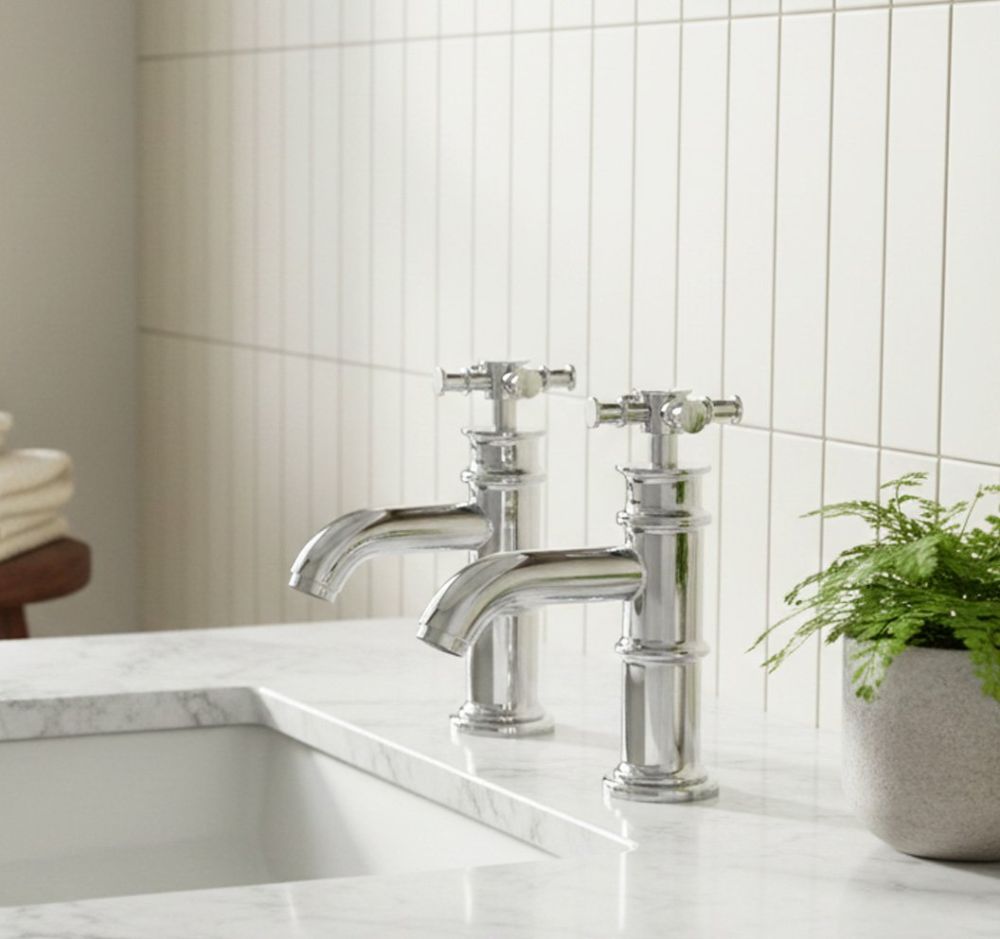 Butler Chrome Pair of Basin Pillar Taps - lifestyle image