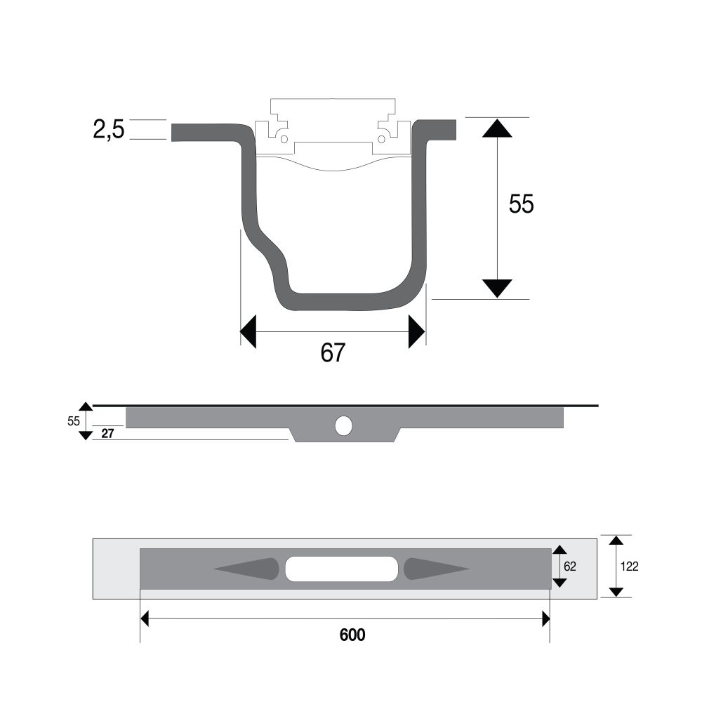 Jackoboard J-Drain Linear Wetroom Floor Drain 600mm Spec