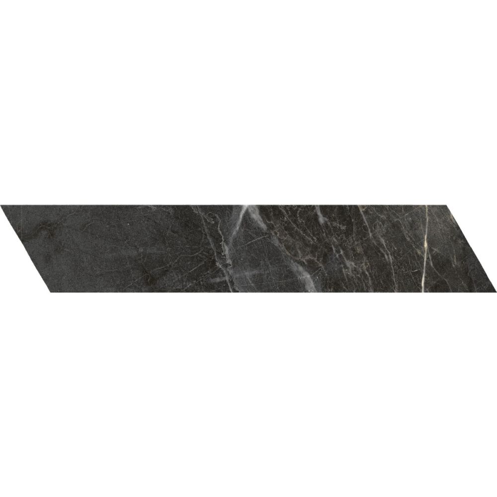 Salerno Black Matt Marble Chevron Tile 80x400mm
