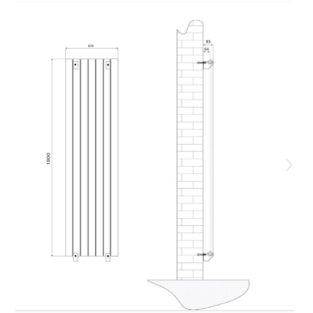 Perth White Double Vertical Flat Panel Radiator 1800x610mm