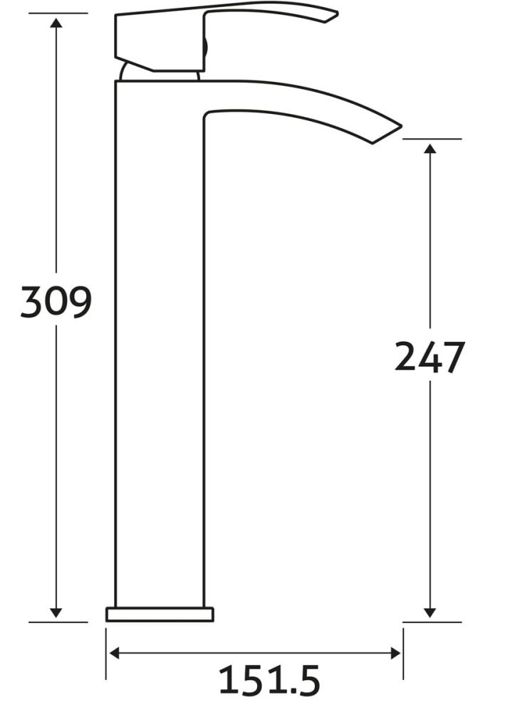 Satori Chrome Tall Basin Mixer Tap dimensions