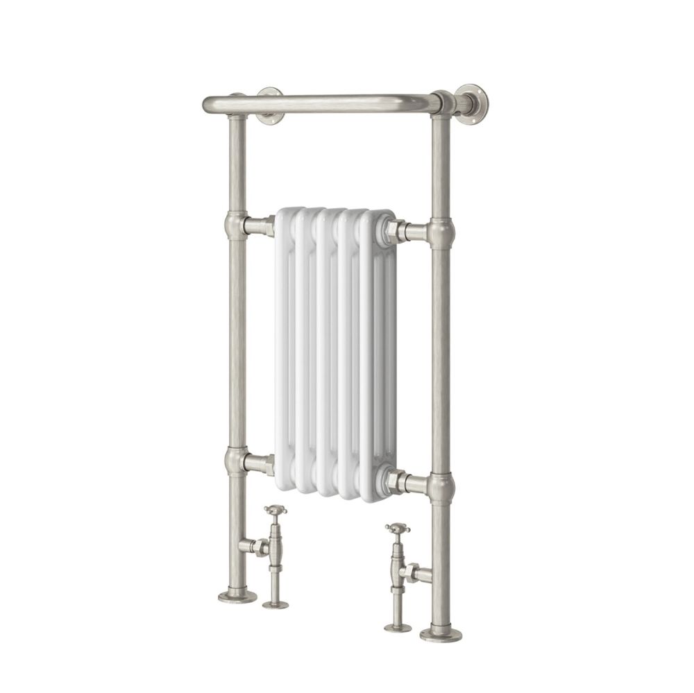 Hive White & Nickel Heated Towel Rail - 938x500mm