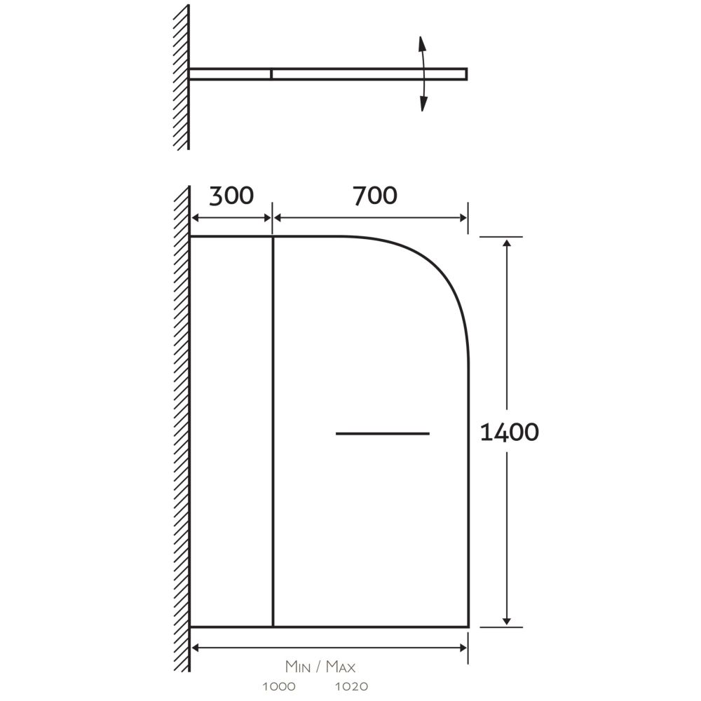 Moxby Chrome Double Curved Bath Screen with Towel Rail