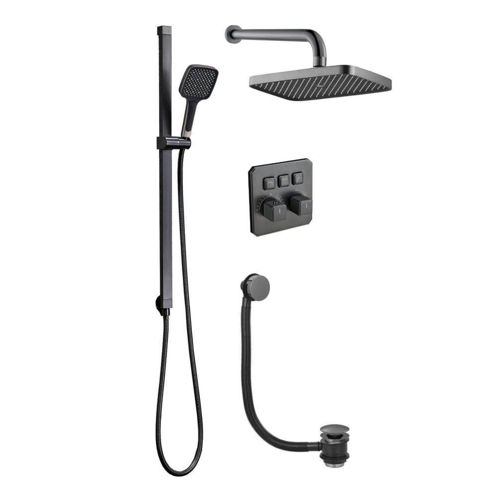 Flint Triple Outlet Concealed Valve Shower Pack - Gunmetal