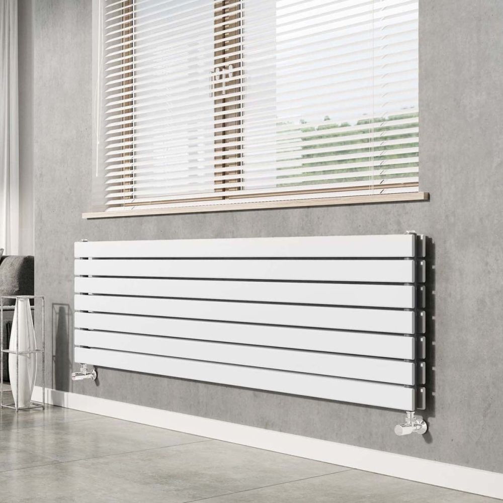 Perth White Double Horizontal Flat Panel Radiator 476x1200mm