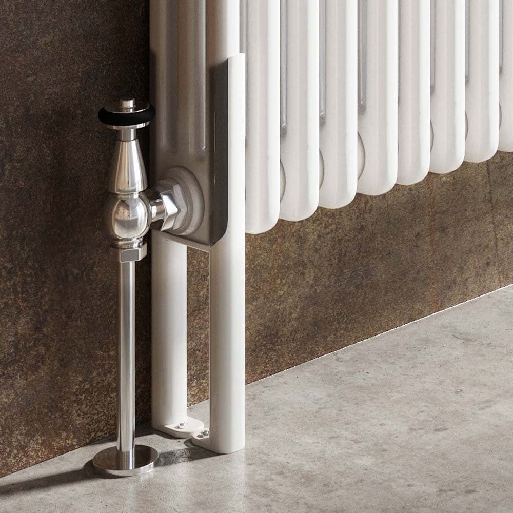 Upton White Double Vertical Traditional Column Radiator Feet