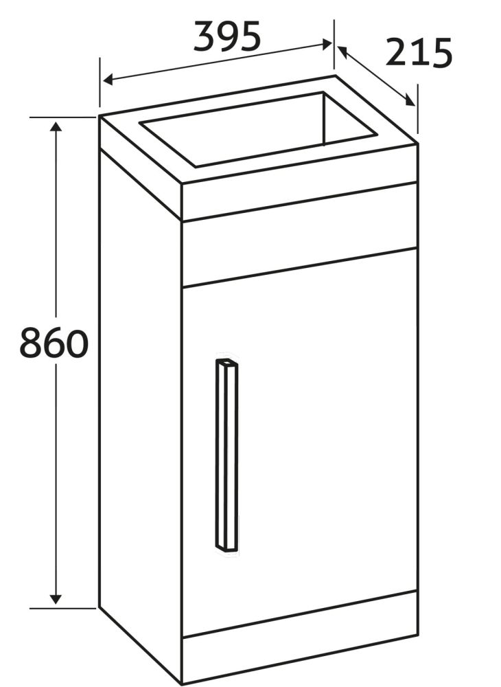 Nante Light Elm Floor Standing Cloakroom Vanity Unit dimensions
