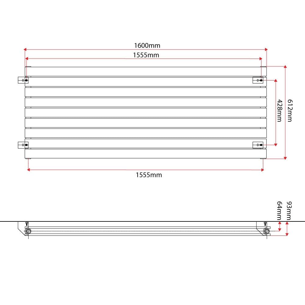 Perth White Double Horizontal Flat Panel Radiator 610x1600mm