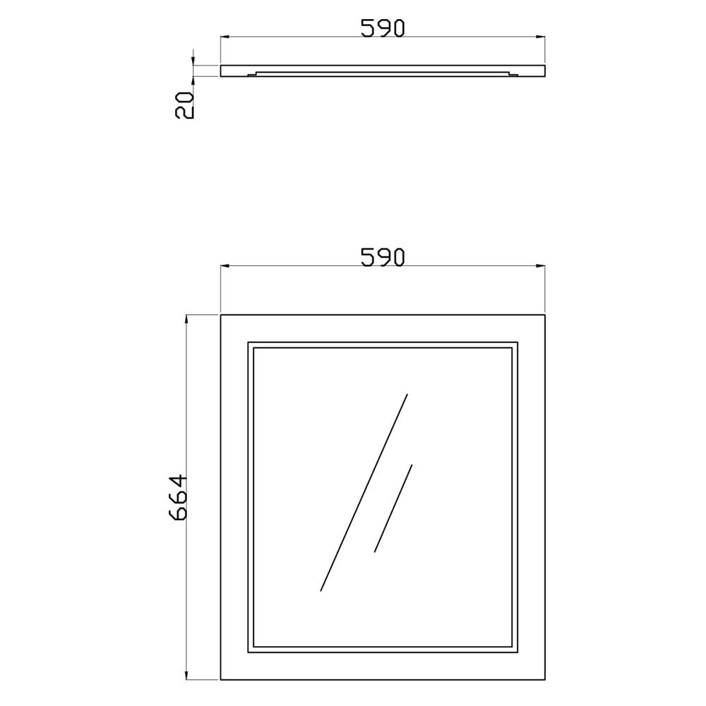 Richmond White Framed Bathroom Traditional Mirror 590x664mm Dimension Drawing