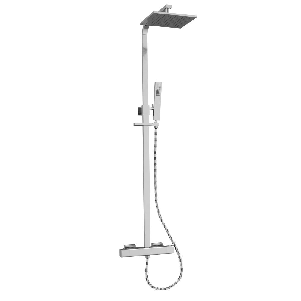 Liva Chrome Square Thermostatic Dual Shower Pack