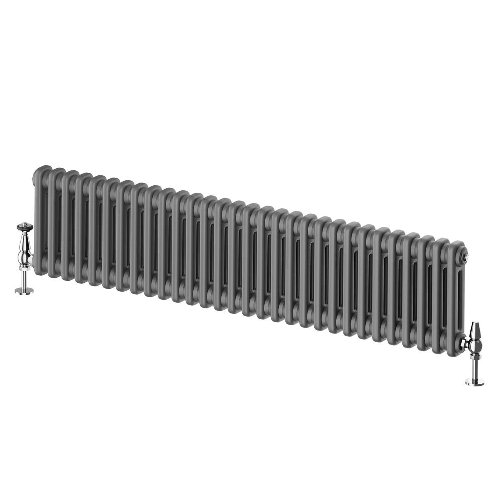 Upton Grey Double Horizontal Column Radiator - 300x1370mm