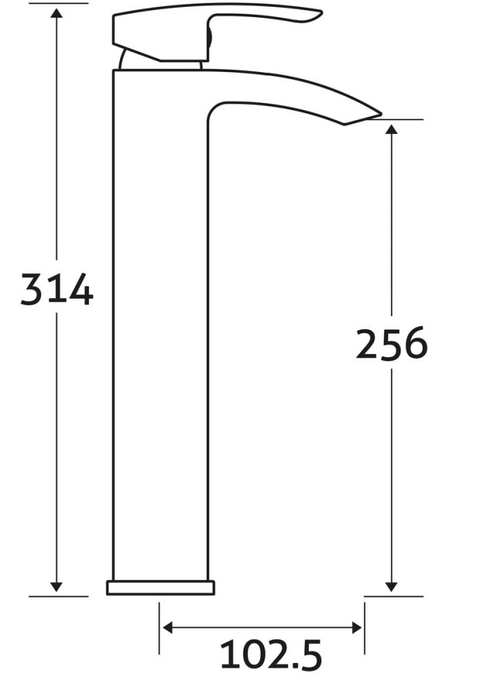 Tear Chrome Tall Basin Mixer Tap - Dimensions