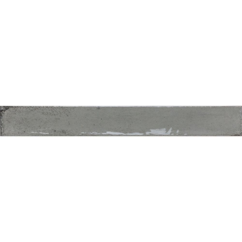 Capri Grey Gloss Ceramic Brick Tile - 400x50mm