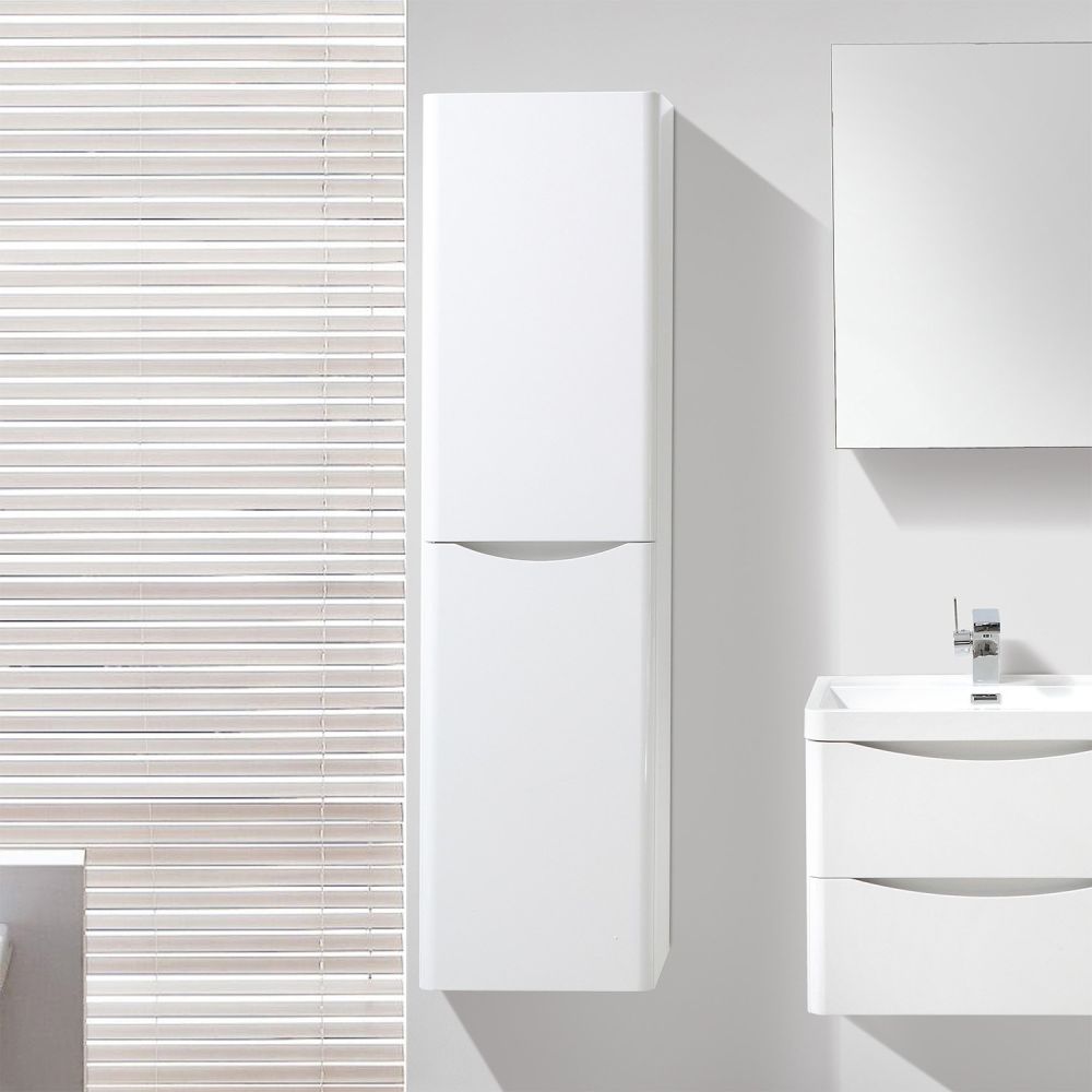 Erin Gloss White Wall Mounted Left Hand Tall Storage Cabinet
