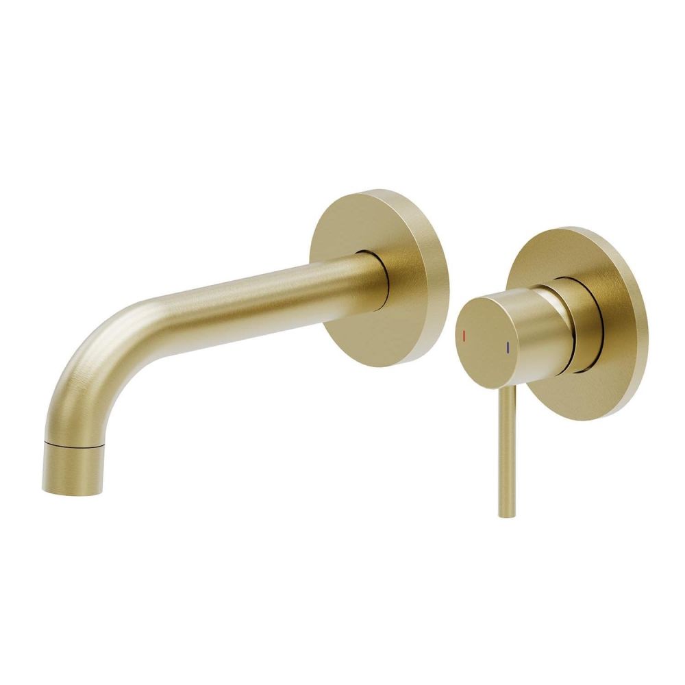 Elora Brushed Gold Wall Mounted Basin Mixer Tap