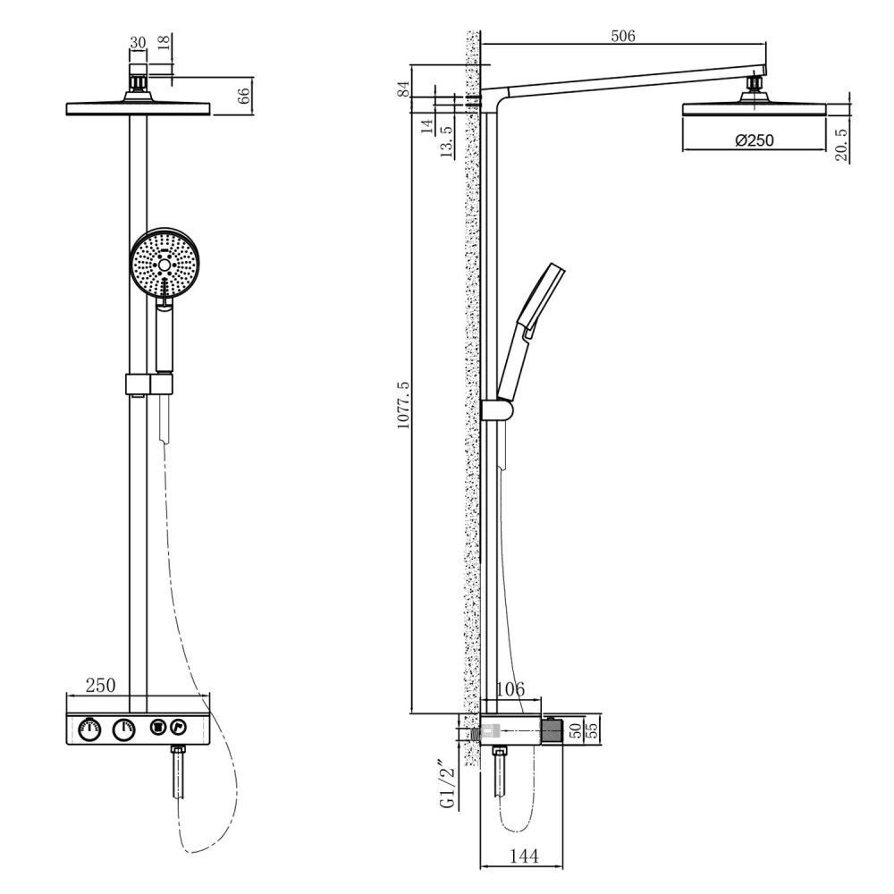 Manisa Brushed Nickel Thermostatic Shower Pack