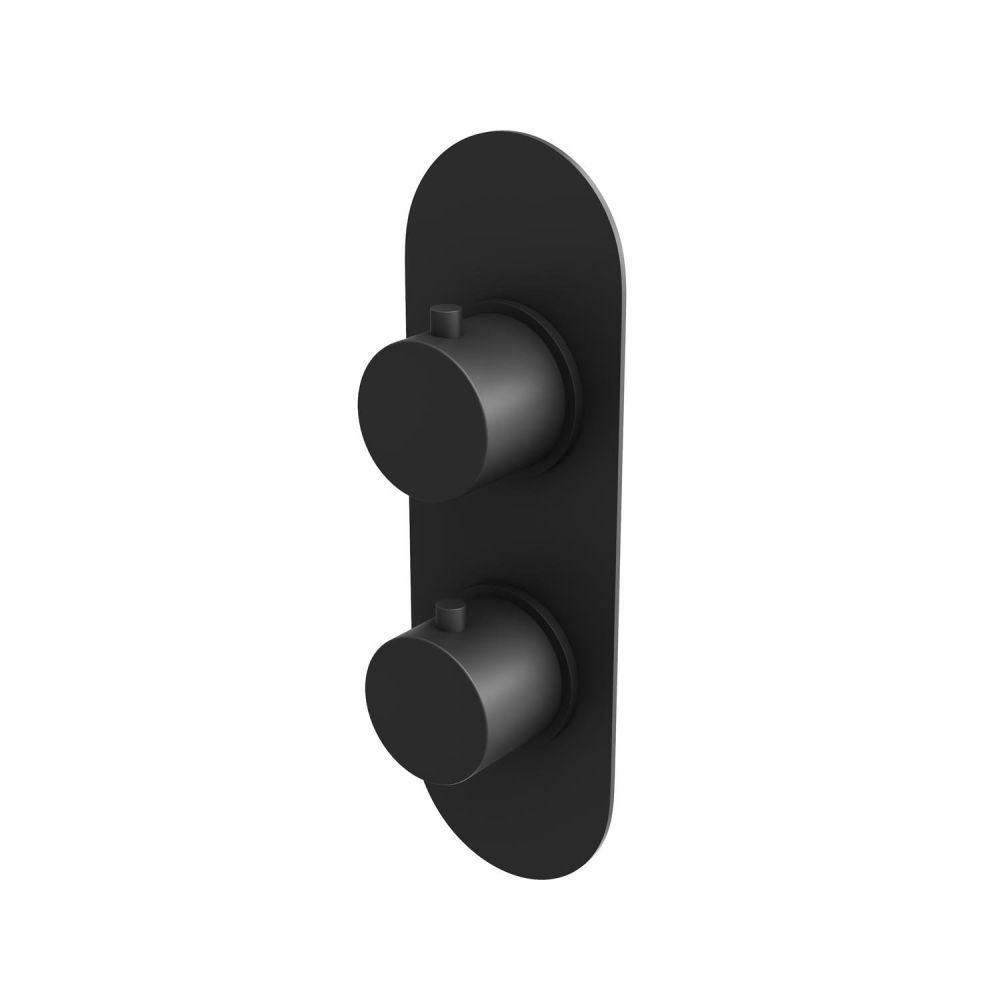 Elora Matt Black Round Dual Outlet Shower Pack with Bath Overflow Filler & Handheld Shower