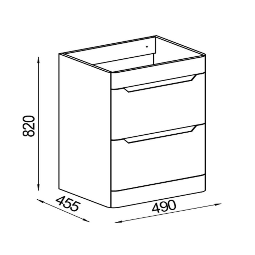 Ellis Royal Blue Floor Standing Vanity Unit with Ceramic Basin 500mm - Dimensions