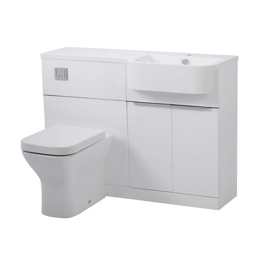 Tavistock Match Gloss White Right Hand Combination Vanity Basin & WC Unit 1200mm