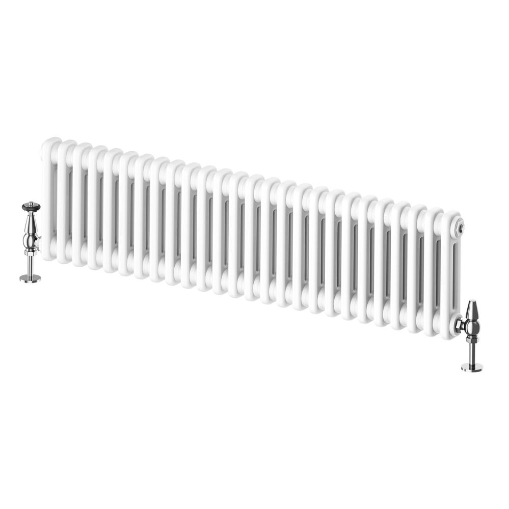 Upton White Double Horizontal Column Radiator - 300x1190mm