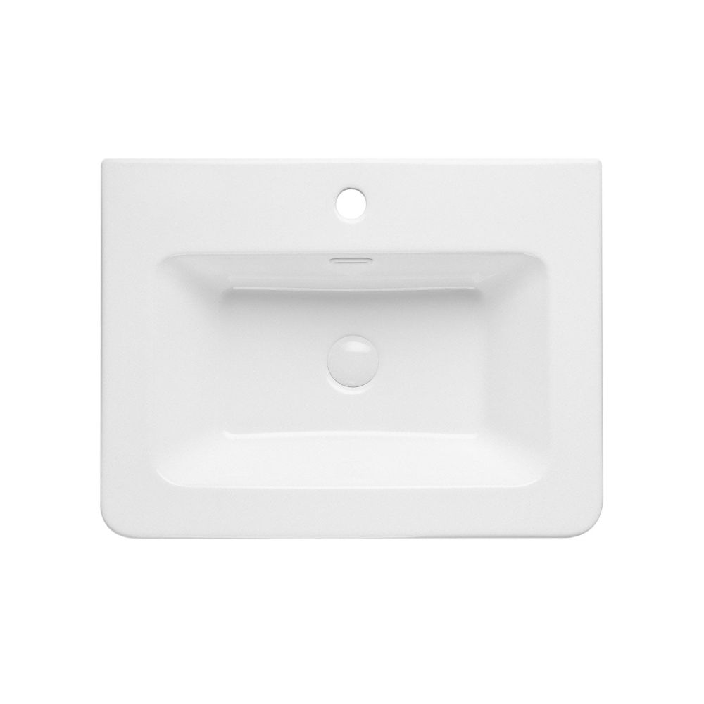 Ellis Royal Blue Floor Standing Vanity Unit with Ceramic Basin 600mm - Basin View 1