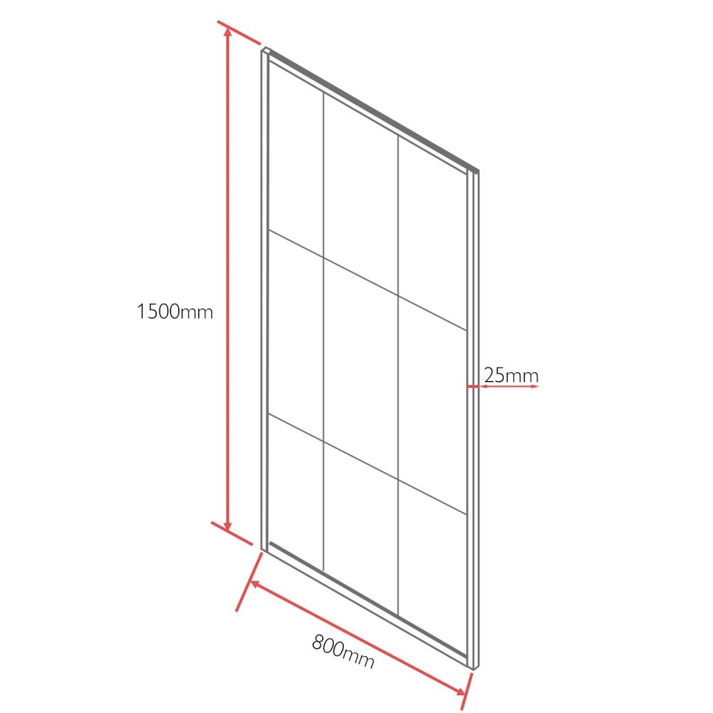 Amien Matt Black Grid Bath Screen 1500x800mm