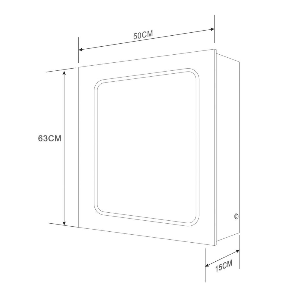 Manor Single Door Illuminated LED Mirrored Wall Bathroom Cabinet 500x630mm