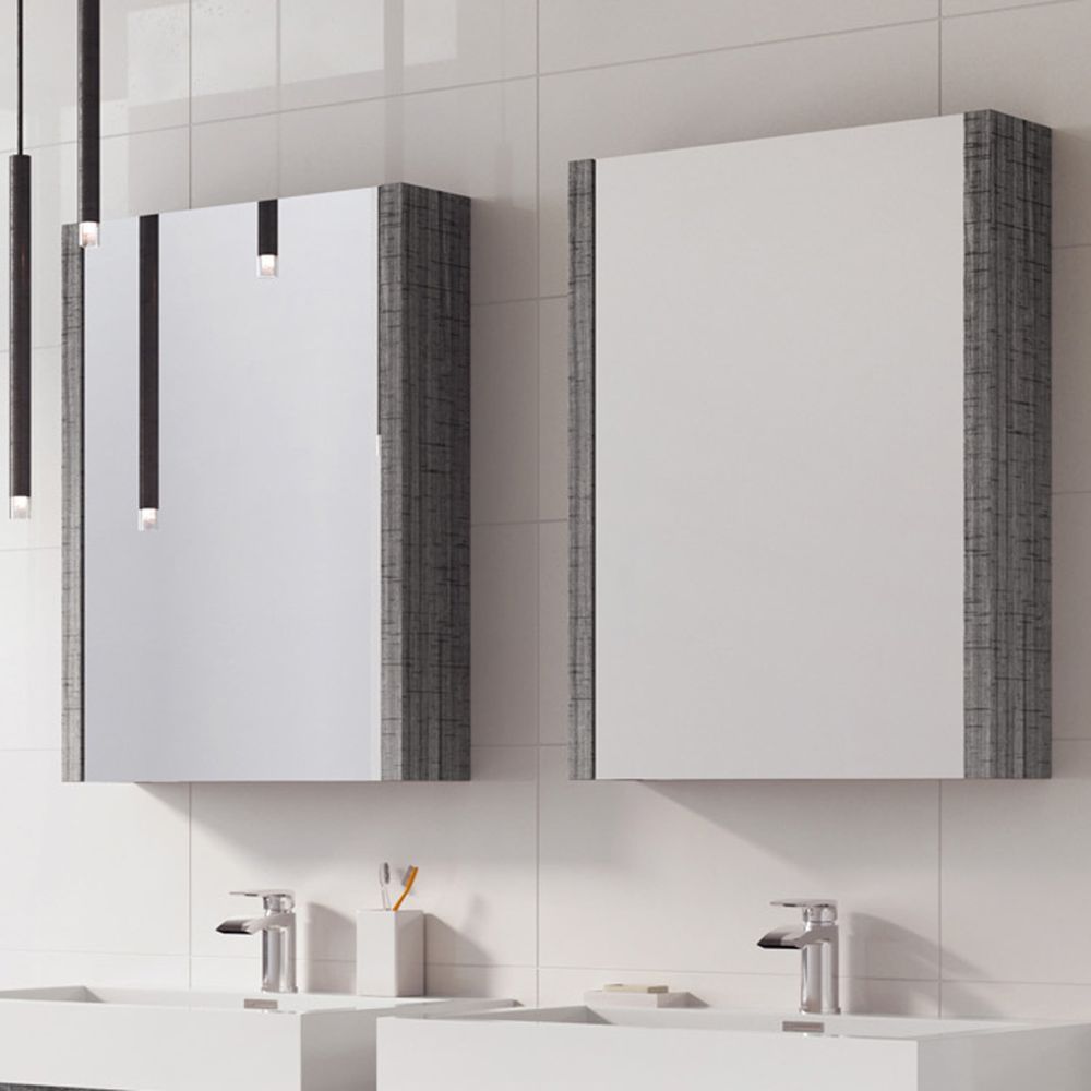 Winslow Grey Ash Single Mirrored Bathroom Cabinet 600x800mm