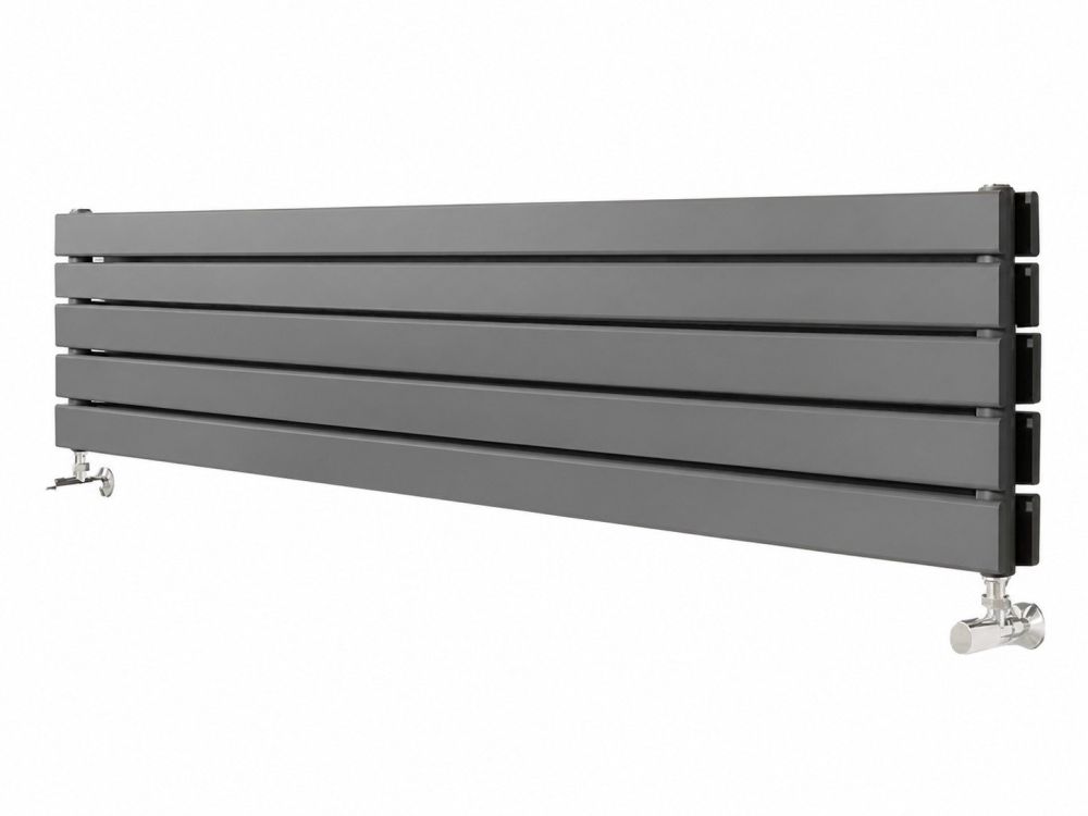 Perth Grey Double Horizontal Flat Panel Radiator 340x1800mm