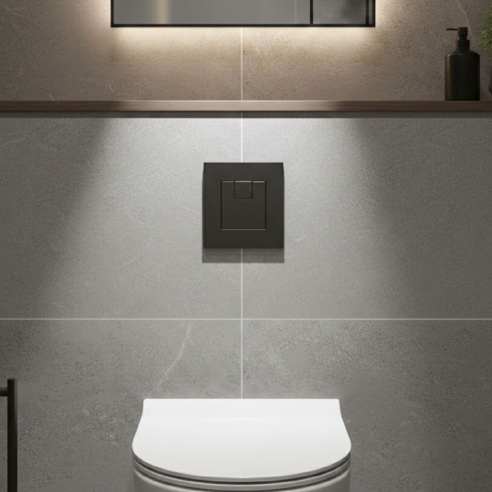 Apache Matt Black Square Dual Flush Button